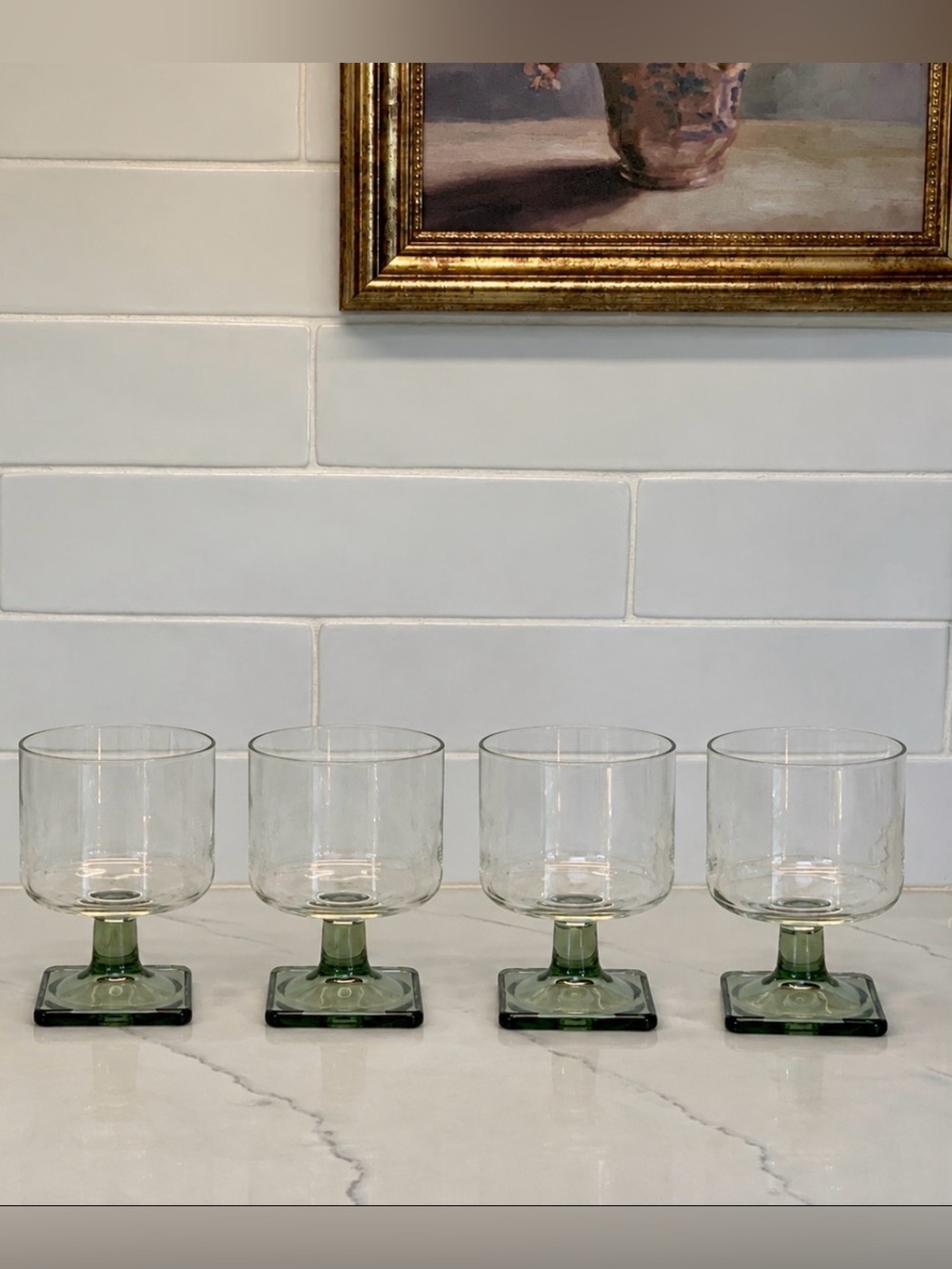 MCM Federal Glass Nordic midnight smoke grey square base glasses set of 4